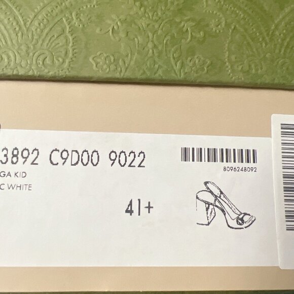 Gucci GG Slingback Horsebit Pump Chunk Heel Mystic White Leather EU 41.5 US 11.5 - Picture 10 of 12